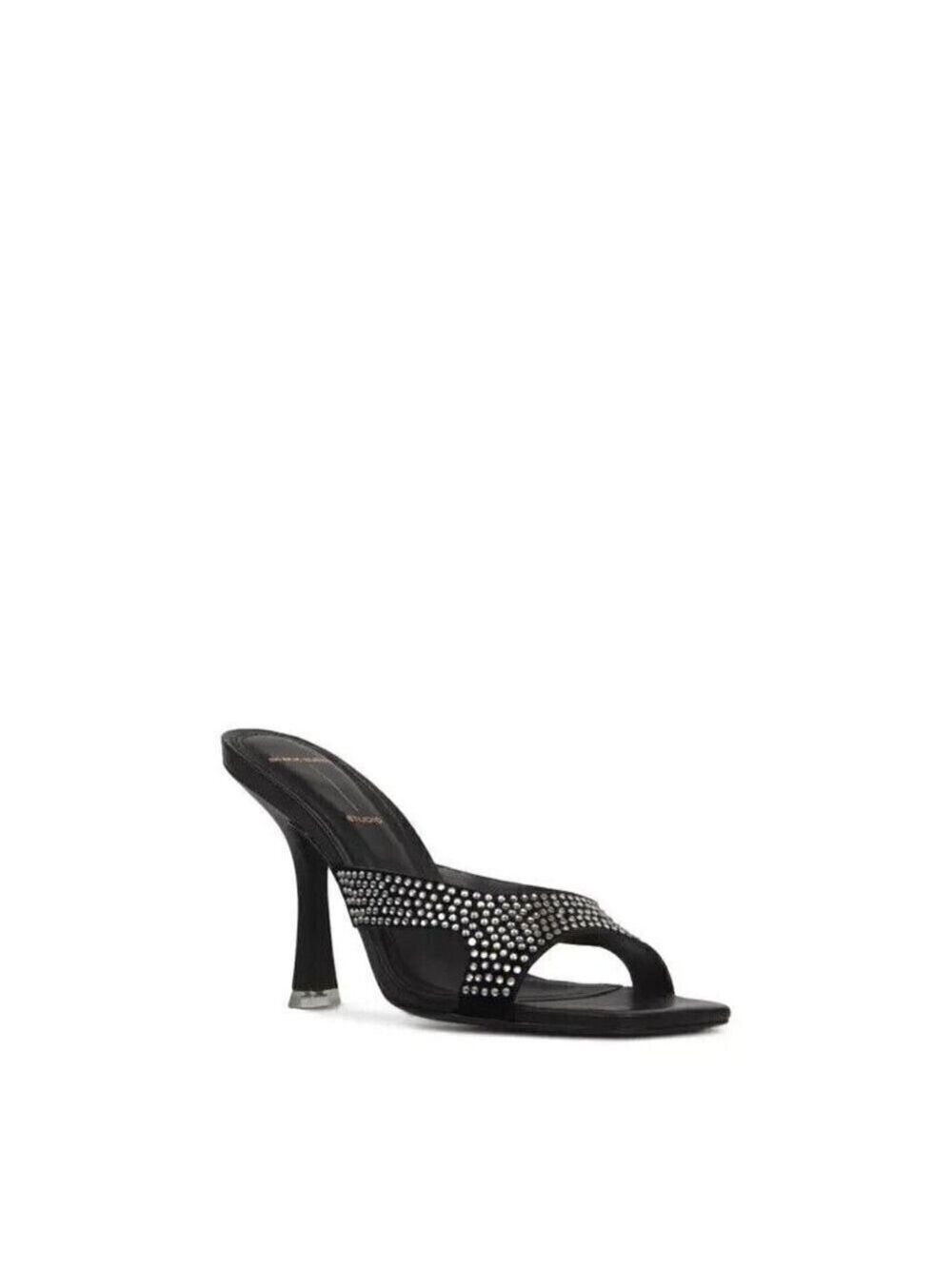 BLACK Suede Studio Sandals BNWOT Heels Women New Crytstals